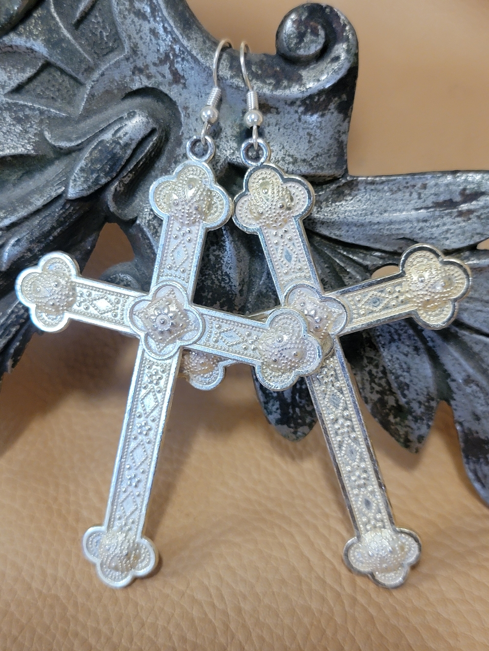 Gothic Enchanted Feligree Cross Earring Artisian